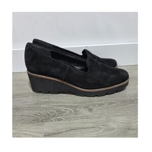 Vionic Willa Black Suede Wedge Loafer Slip on Size 11 Elevated